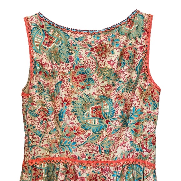 CYNTHIA STEFFE Sleeveless Beaded Cotton Dress,  Silk Lined, Sz 4 - Picture 8 of 16